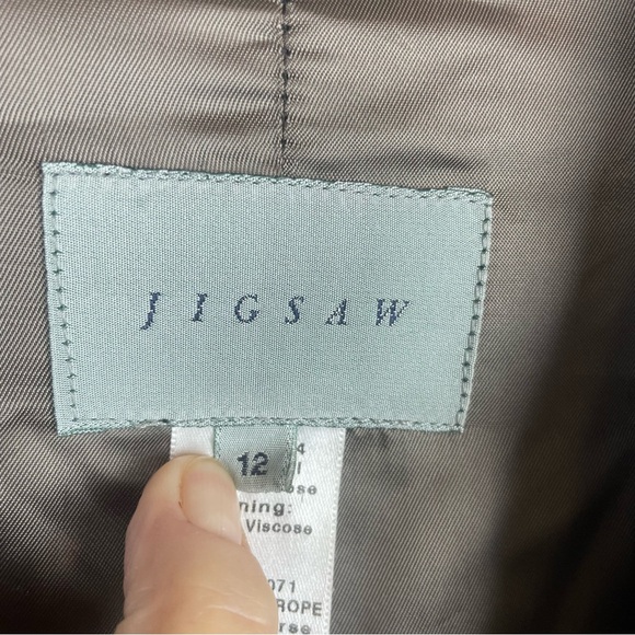 Jigsaw Brown Two Button Contemporary Wool Blend Lined Jacket Size 12 - Picture 5 of 12